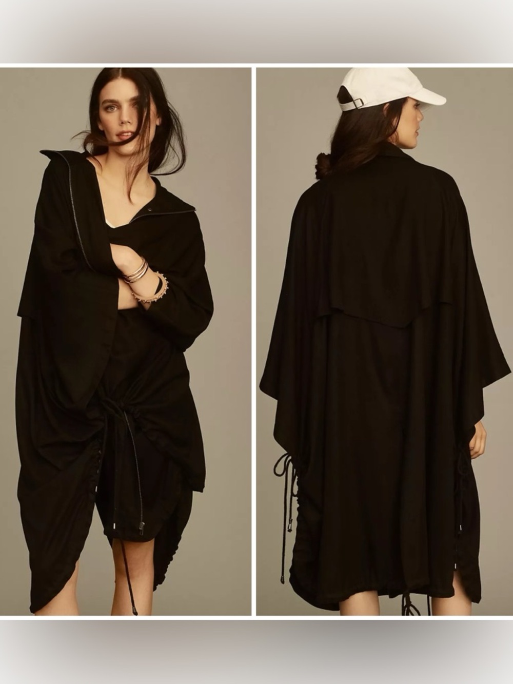 Anthropologie PILCRO Utility Poncho Cape Trench Oversize | one size all | black - Picture 3 of 10